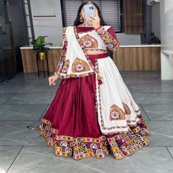Traditional Mirror Work Rayon Cotton Lehenga Choli Set